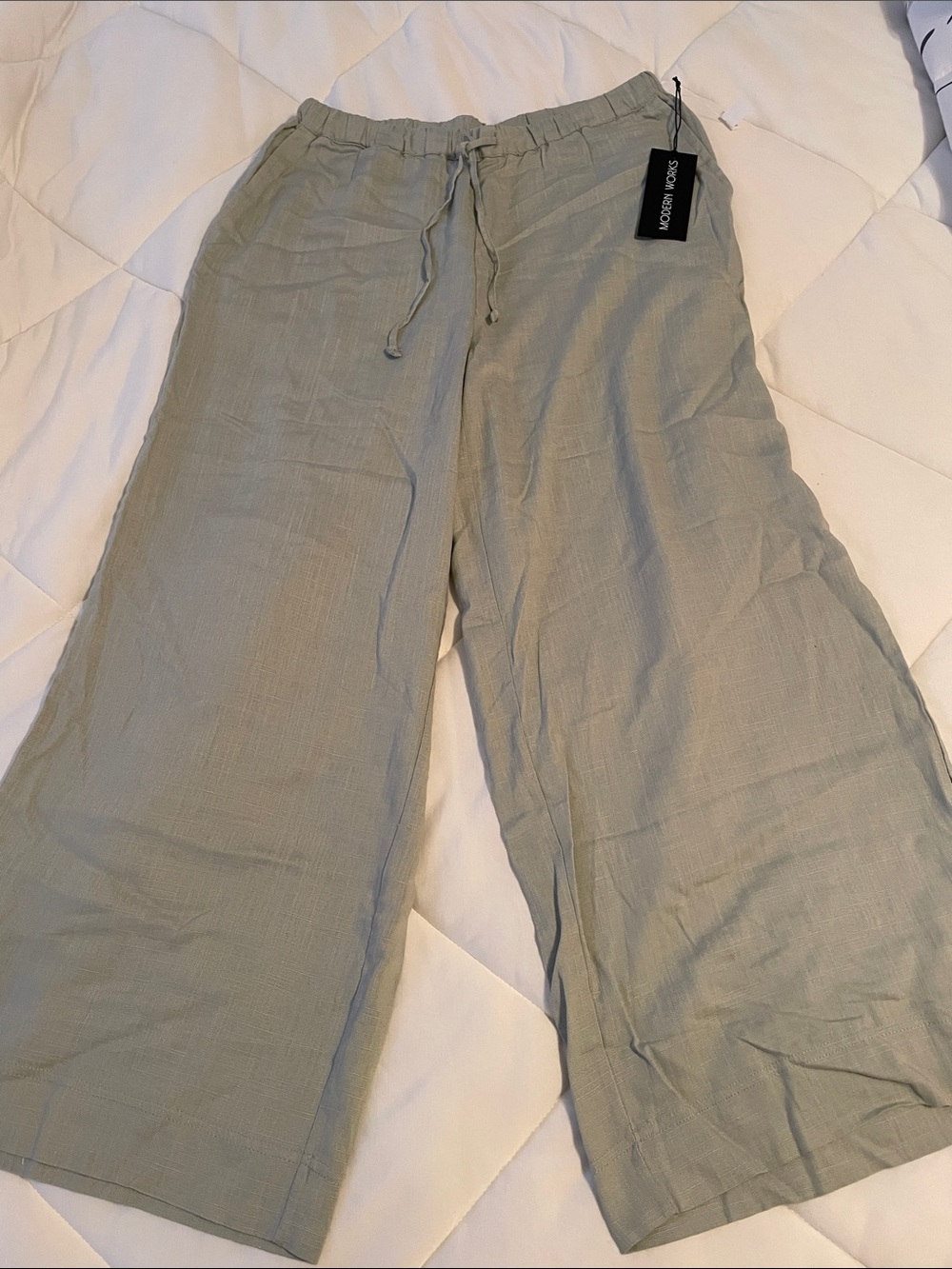 Women’s Wide-Leg Drawstring Pants - Sage Green